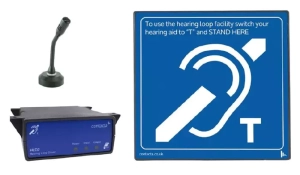 Zestaw pętli indukcyjnej stanowiskowej do montażu nad blatem z mikrofonem 