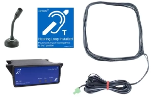 Zestaw pętli indukcyjnej stanowiskowej do montażu pod blatem z mikrofonem 